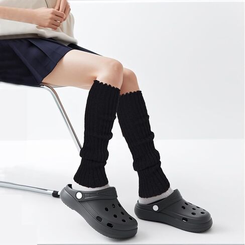 Womens Ribbed Leg Warmers Knitted Long Boot Ankle Heap Sock for Party Sports in Saudi Arabia