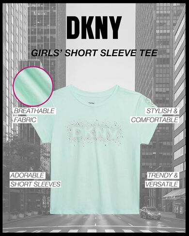 قميص DKNY للفتيات - تي شيرت كاجوال بأكمام قصيرة وشعار الموضة للبنات - تي شيرت برسومات للأطفال - بلوزة شبابية (S-XL) in Saudi Arabia