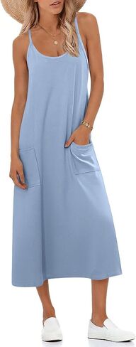 Ekouaer Sleeveless Nightgowns for Women Cotton Racerback Sleepshirt for Sleeping Full Slip Long Dress with Pockets S-3Xl in Saudi Arabia
