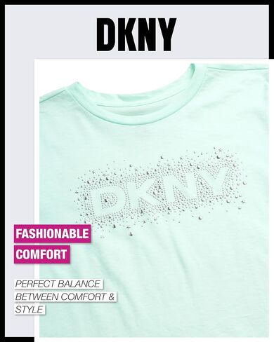 قميص DKNY للفتيات - تي شيرت كاجوال بأكمام قصيرة وشعار الموضة للبنات - تي شيرت برسومات للأطفال - بلوزة شبابية (S-XL) in Saudi Arabia