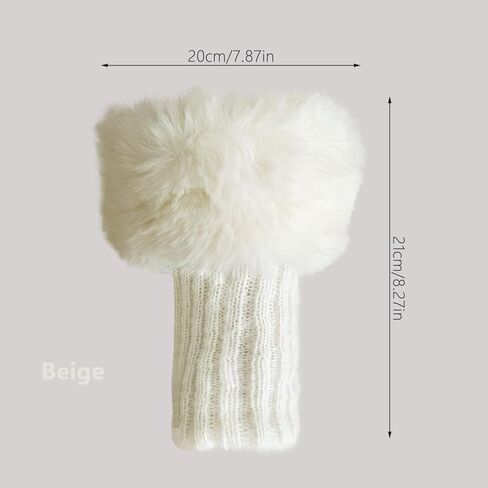 Tahonuss Women Faux Fur Leg Warmers Plush Leg Boot Covers Short Furry Fuzzy Boot Socks Topper Girls Winter Knitted Foot Cuffs in Kuwait