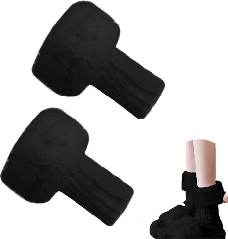 Tahonuss Women Faux Fur Leg Warmers Plush Leg Boot Covers Short Furry Fuzzy Boot Socks Topper Girls Winter Knitted Foot Cuffs in Saudi Arabia