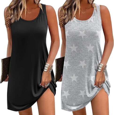 Ekouaer Nightgowns for Women 2 Pack Sleeveless Sleepwear Tank Sleep shirts Chemise Nightshirt S-XXXL in Saudi Arabia