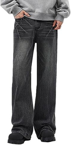 Nutriangee Men's Vintage Flared Leg Jeans Loose Fit Relaxed Bell Bottom Denim Pants in Saudi Arabia