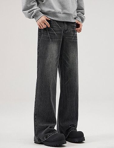 Nutriangee Men's Vintage Flared Leg Jeans Loose Fit Relaxed Bell Bottom Denim Pants in Saudi Arabia