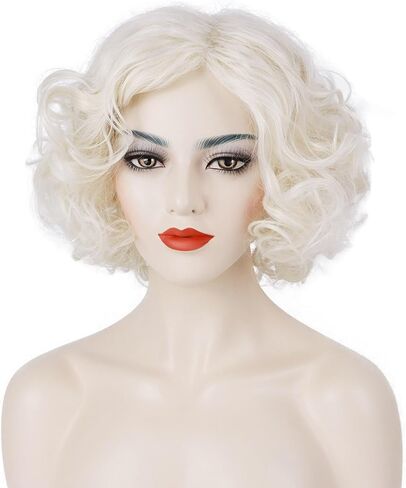 Orange Red Curly Wig for Women Landlady Costume Wig Short Curly Reddish Orange Wig Heat Resistant Synthetic Annie Wig for Halloween Party Cosplay(Adult) in Kuwait
