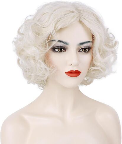 Orange Red Curly Wig for Women Landlady Costume Wig Short Curly Reddish Orange Wig Heat Resistant Synthetic Annie Wig for Halloween Party Cosplay(Adult) in Kuwait