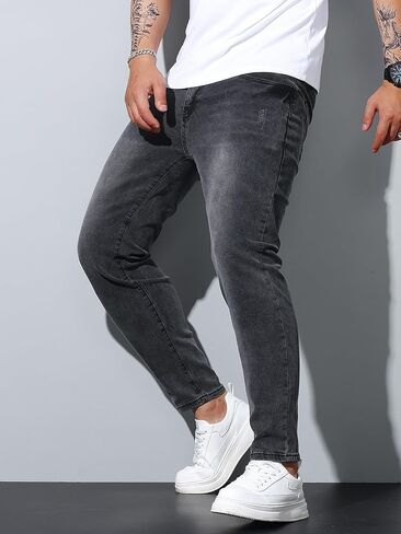 Mens Womens Lightweight Slim Fit Stretch Ripped Jeans Summer Spring Distressed Destroyed Denim Pan Skinny Jeans in Kuwait