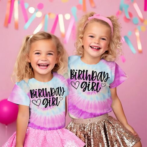 عيد ميلاد فتاة قميص الأطفال الصغار الفتيات TOD TIE DYE THEREN in Kuwait