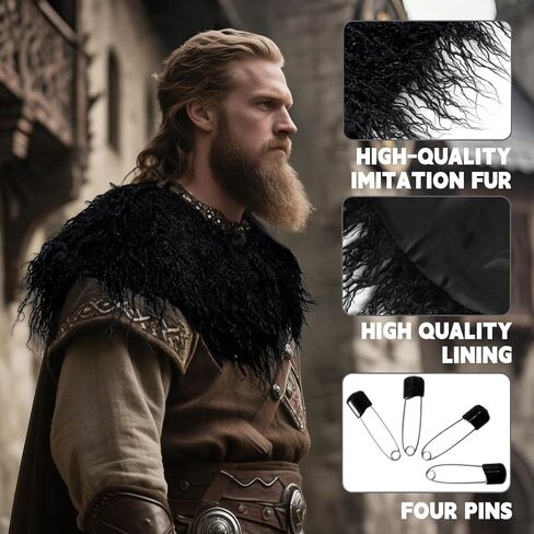 Male Viking Fur Shawl Costume-Medieval Male Fur Shoulder Wrap for Renaissance in Saudi Arabia