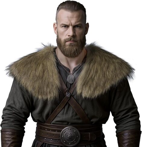Male Viking Fur Shawl Costume-Medieval Male Fur Shoulder Wrap for Renaissance in Saudi Arabia
