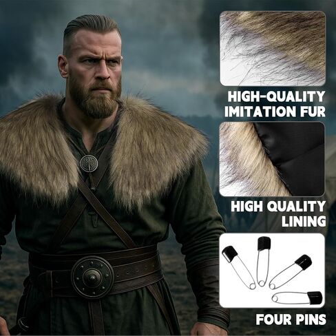 Male Viking Fur Shawl Costume-Medieval Male Fur Shoulder Wrap for Renaissance in Saudi Arabia