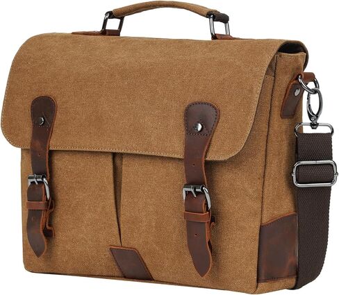 ECHSRT Messenger Bags for Men Vintage Canvas Laptop Bag for Business Satchel Shoulder Leather Briefcase for Work Office in Saudi Arabia