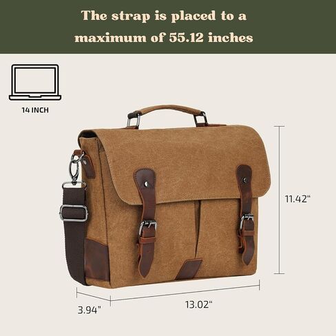 ECHSRT Messenger Bags for Men Vintage Canvas Laptop Bag for Business Satchel Shoulder Leather Briefcase for Work Office in Saudi Arabia
