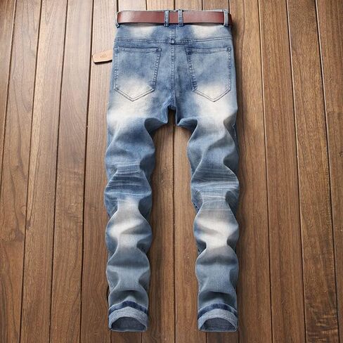 JE&NS Men's Ripped Jeans, Slim Fit Straight Leg, Denim Jeans Pants for Men in Saudi Arabia