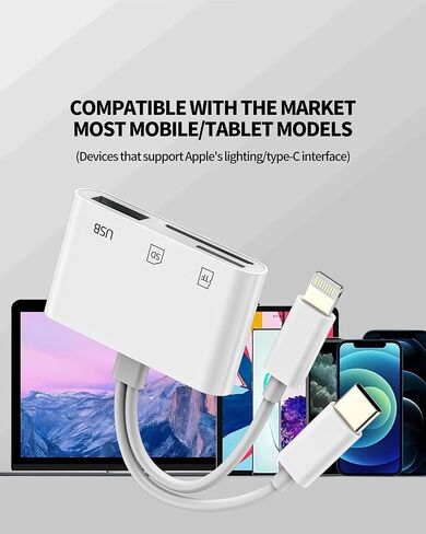 USB C Hub USB 3.0 TF SD قارئ بطاقة شحن محطة الإرساء (6in1) نوع C محول متعدد المنافذ Thunderbolt شاحن كابل Micro SD Memory Dongle for Apple iPhone15 MacBook for iPad متوافق مع Samsung in Kuwait
