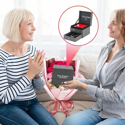 Rose Bouquet Rosas Eternas Preserved Rose Bouquet 18 Flower Bouquet with Beautiful Love Necklace, Unique Gift for Birthday, Valentine's Day, Mother's Day, Thanksgiving, Christmas, Anniversary in Kuwait