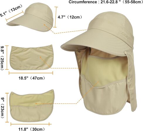 LA CARRIE Women Sun Hats Detachable Wide Brim UV UPF 50+ Face Mask Visor with Neck Flap Hat for Summer Beach in Kuwait