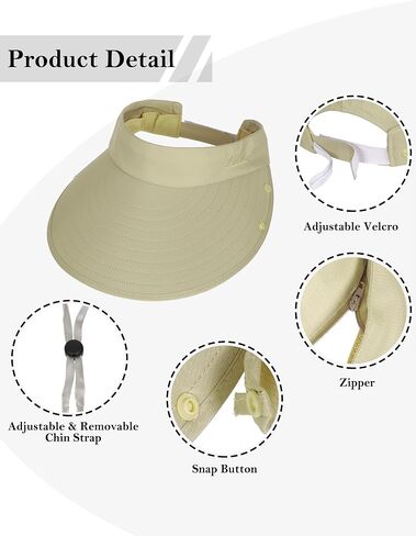 LA CARRIE Women Sun Hats Detachable Wide Brim UV UPF 50+ Face Mask Visor with Neck Flap Hat for Summer Beach in Kuwait