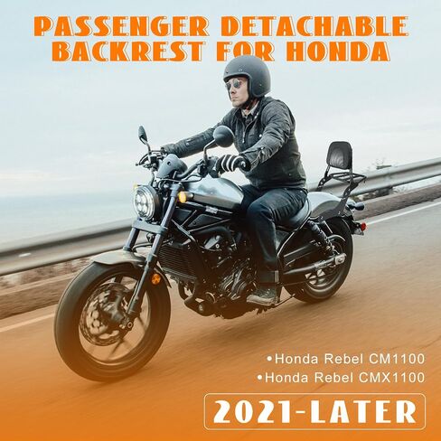 رف أمتعة Sissy Bar لهوندا 500، مسند ظهر للراكب الخلفي قابل للفصل مع حامل رف قابل للإزالة متوافق مع Rebel 300 Rebel 500 CMX 300 CMX 500 2017-2024 in Kuwait
