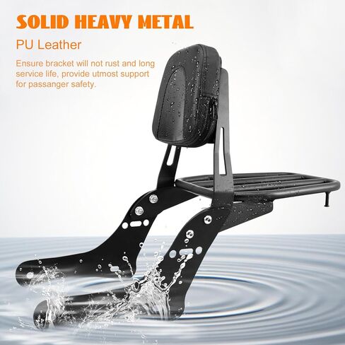 رف أمتعة Sissy Bar لهوندا 500، مسند ظهر للراكب الخلفي قابل للفصل مع حامل رف قابل للإزالة متوافق مع Rebel 300 Rebel 500 CMX 300 CMX 500 2017-2024 in Kuwait