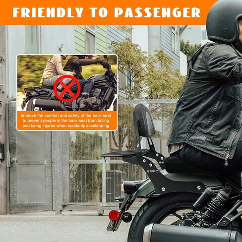رف أمتعة Sissy Bar لهوندا 500، مسند ظهر للراكب الخلفي قابل للفصل مع حامل رف قابل للإزالة متوافق مع Rebel 300 Rebel 500 CMX 300 CMX 500 2017-2024 in Kuwait