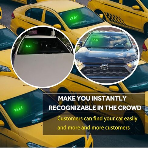 Taxi Sign for Cars,Green led car Sign for Car Window Windshield Cab LED Sign Light Taxi Light with Suction Cups USB Plug in Saudi Arabia