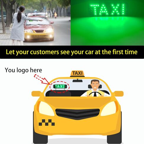 Taxi Sign for Cars,Green led car Sign for Car Window Windshield Cab LED Sign Light Taxi Light with Suction Cups USB Plug in Saudi Arabia