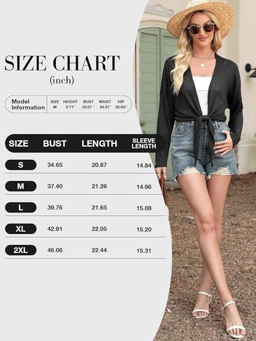 ZANZEA Tie Front Cardigan for Women Long Sleeve Sheer Bolero Shrug for Dresses Lightweight Cropped Shawl in Kuwait