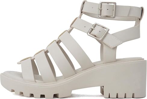 Soda “Rebirth" ~ Women Open Toe Fisherman Multi Strap Buckle Lug Sole Low Block Heeled Sandals in Saudi Arabia