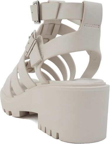 Soda “Rebirth" ~ Women Open Toe Fisherman Multi Strap Buckle Lug Sole Low Block Heeled Sandals in Saudi Arabia