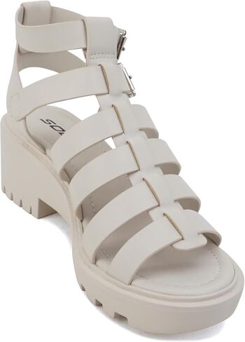 Soda “Rebirth" ~ Women Open Toe Fisherman Multi Strap Buckle Lug Sole Low Block Heeled Sandals in Saudi Arabia