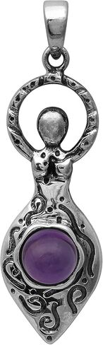 925 Sterling Silver Round Rainbow Moonstone Celtic Goddess Of Fertility Charm Pendant in Saudi Arabia