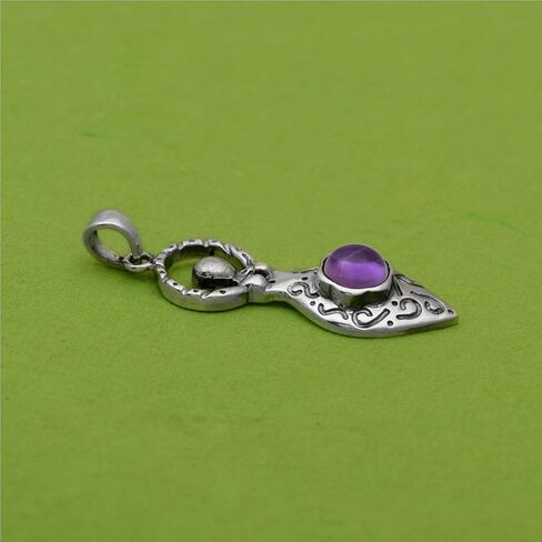 925 Sterling Silver Round Rainbow Moonstone Celtic Goddess Of Fertility Charm Pendant in Saudi Arabia