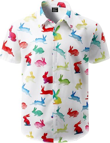 LINOCOUTON Mens Easter Short Sleeve Button Down Shirts in Kuwait