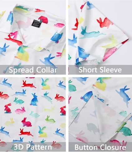 LINOCOUTON Mens Easter Short Sleeve Button Down Shirts in Kuwait