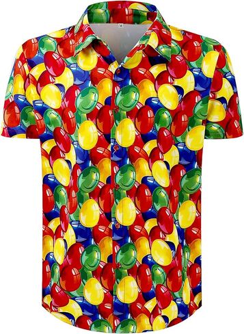 Linocouton Mens Easter Short Sleeve Button Down Down in Kuwait