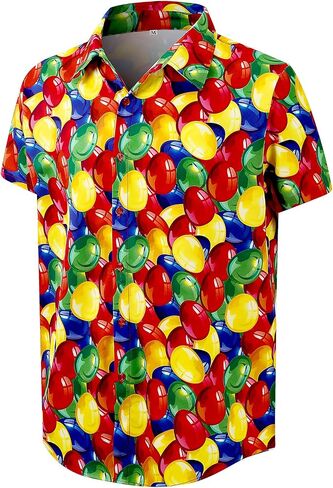 Linocouton Mens Easter Short Sleeve Button Down Down in Kuwait