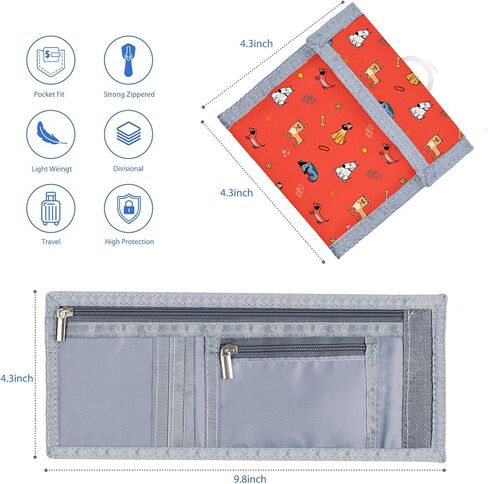 أطفال Trifold Wallet للأولاد من 4 إلى 12 عامًا ، محفظة فيلكرو مع حاملي البطاقات ، هدية عيد ميلاد الأطفال المثالية - محفظة صغار للأولاد ، محفظة Trifold for Kids (Strawberry) in Kuwait