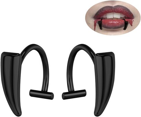 Fake Lip Piercing Hoop for Fake Lip Ring Fake Nose Ring Hoop Nose Cuffs Wolf Teeth Non Piercing Spike Nose Ring Jewelry for Women Men in Saudi Arabia