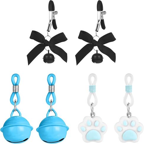 ZS 3 Pairs Nipple Clamps for Women Men Non Piercing Beginner, Fake Nipple Rings with Bell, Adjustable Faux Clamps Clip Body Piercing Jewelry in Saudi Arabia