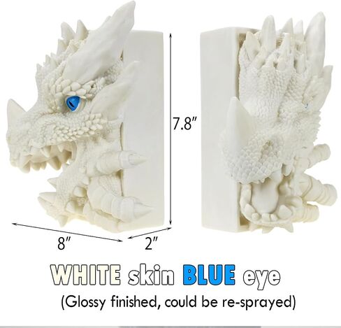 Mazeran 3D Dragon Decorative Bookend ، Fantasy Shelf Decor Decor Nook ، Vintage Dragon Book Stopper ، حامل أقراص اللعبة ، ديكورات تمثال الكتب in Kuwait