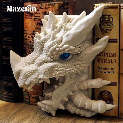 Mazeran 3D Dragon Decorative Bookend ، Fantasy Shelf Decor Decor Nook ، Vintage Dragon Book Stopper ، حامل أقراص اللعبة ، ديكورات تمثال الكتب in Kuwait