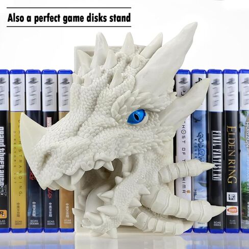 Mazeran 3D Dragon Decorative Bookend ، Fantasy Shelf Decor Decor Nook ، Vintage Dragon Book Stopper ، حامل أقراص اللعبة ، ديكورات تمثال الكتب in Kuwait