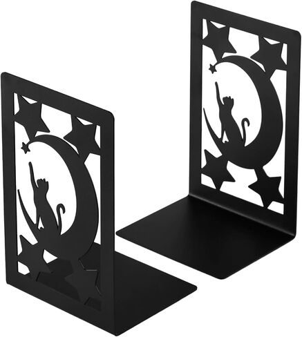 Aertiavty Bookends 2 أجهزة كمبيوتر ، وينتهي كتاب القطط الشاق الكبير للرفوف ، والمكتب المعدني غير المنحدر للكتب الثقيلة ، حامل الكتب الأسود لمكتب المنزل ، Morden Book Stopper 7.9 "× 4" × 5 "، زوج واحد in Kuwait