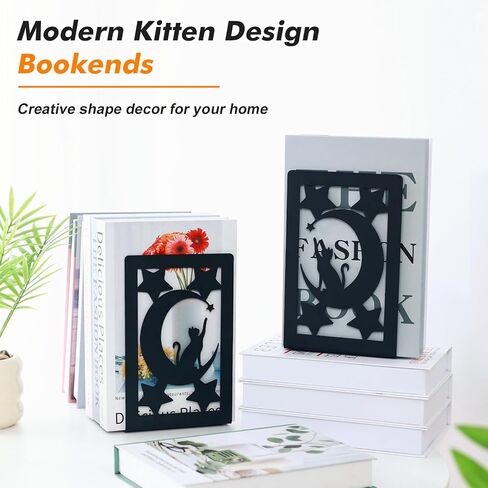 Aertiavty Bookends 2 أجهزة كمبيوتر ، وينتهي كتاب القطط الشاق الكبير للرفوف ، والمكتب المعدني غير المنحدر للكتب الثقيلة ، حامل الكتب الأسود لمكتب المنزل ، Morden Book Stopper 7.9 "× 4" × 5 "، زوج واحد in Kuwait