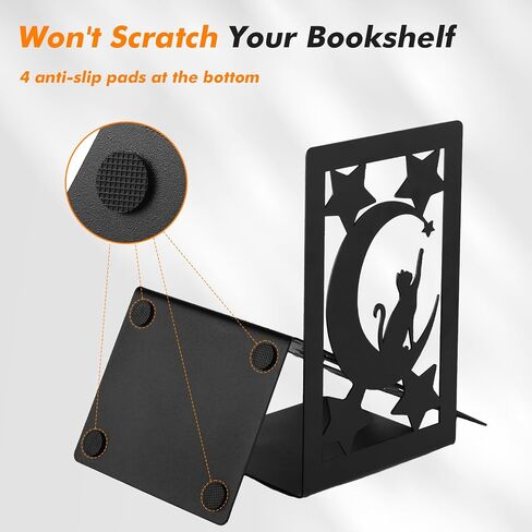 Aertiavty Bookends 2 أجهزة كمبيوتر ، وينتهي كتاب القطط الشاق الكبير للرفوف ، والمكتب المعدني غير المنحدر للكتب الثقيلة ، حامل الكتب الأسود لمكتب المنزل ، Morden Book Stopper 7.9 "× 4" × 5 "، زوج واحد in Kuwait