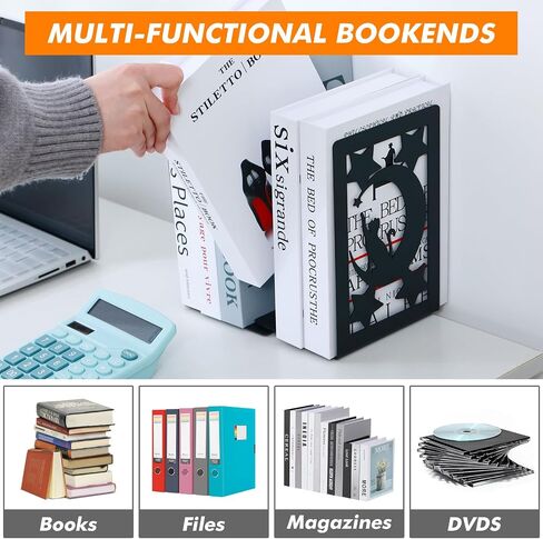 Aertiavty Bookends 2 أجهزة كمبيوتر ، وينتهي كتاب القطط الشاق الكبير للرفوف ، والمكتب المعدني غير المنحدر للكتب الثقيلة ، حامل الكتب الأسود لمكتب المنزل ، Morden Book Stopper 7.9 "× 4" × 5 "، زوج واحد in Kuwait