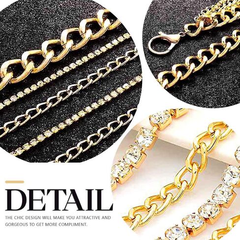Reetan Boho Crystal Body Chains Layered Waist Chain Rave Belly Chain Party Nightclub Body Jewelry Accessories for Women and Girls in Kuwait
