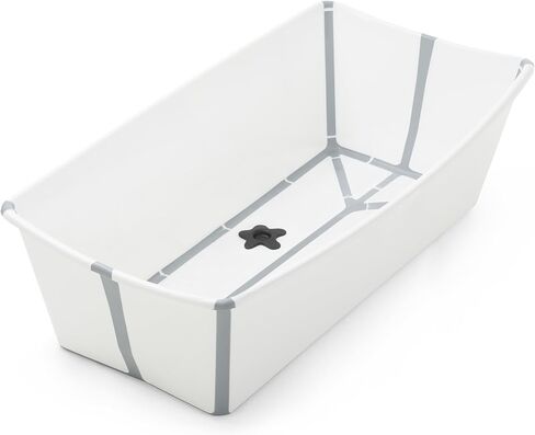 حوض استحمام Stokke Flexi مقاس X-Large، أزرق محيطي - حوض استحمام أطفال واسع قابل للطي - خفيف الوزن وسهل التخزين - مناسب للاستخدام في المنزل أو السفر - الأفضل للأعمار من 0 إلى 6 سنوات in Saudi Arabia